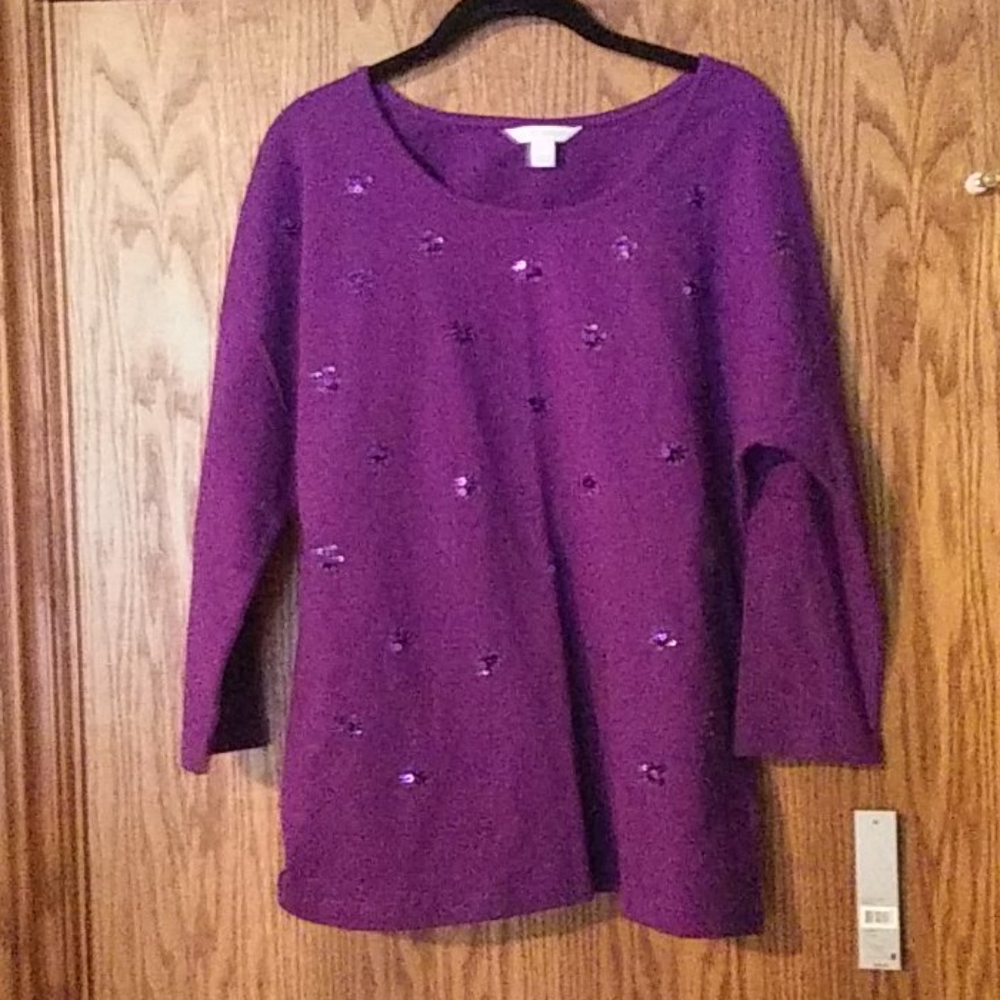 NWT Women's Laura Ashley Sequin Top